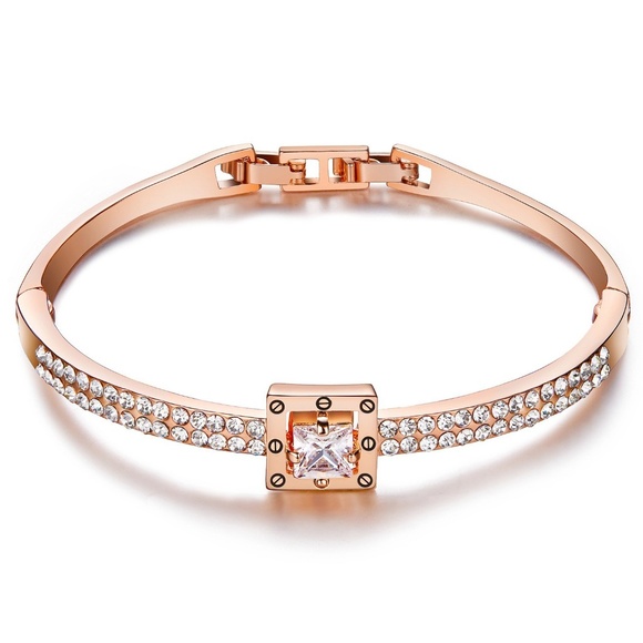Menton Ezil Swarovski Rose Gold Bangle Bracelet - Picture 1 of 3